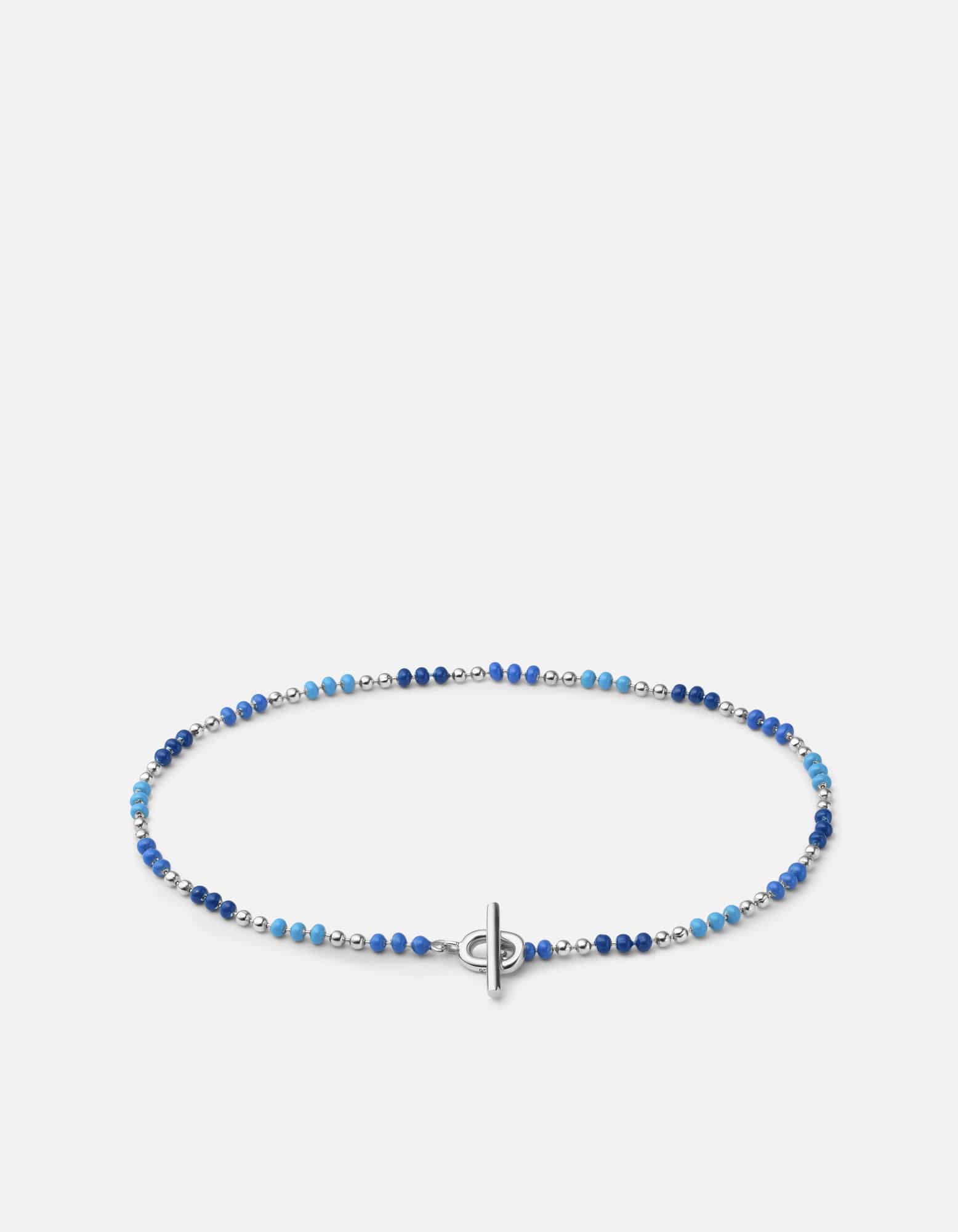 Orb 1.5mm Chain Bracelet, Sterling Silver/Blue