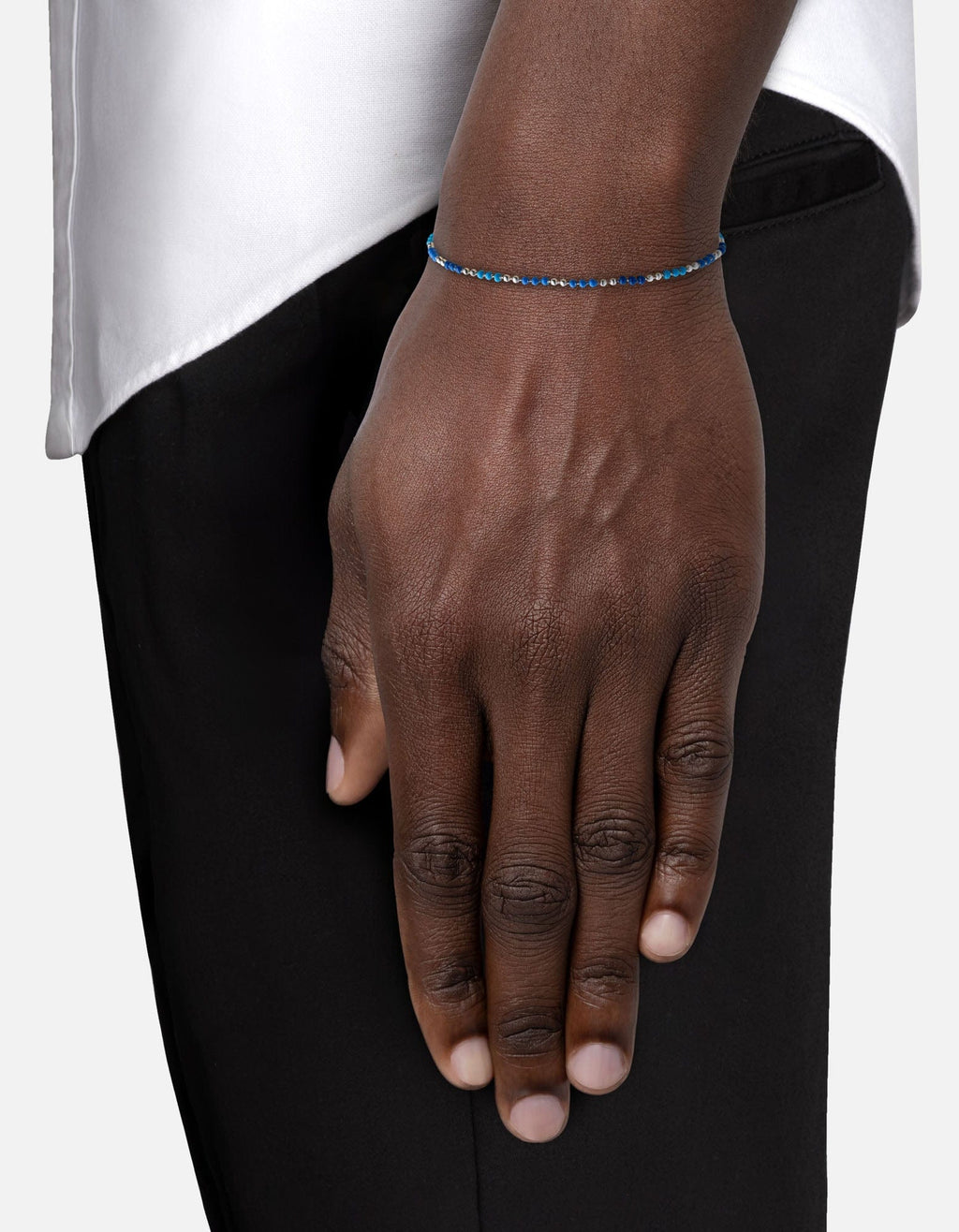 Orb 1.5mm Chain Bracelet, Sterling Silver/Blue